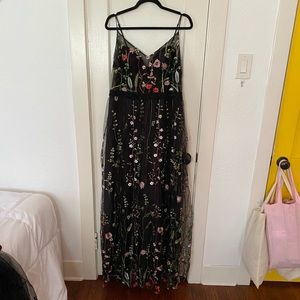 JJ’s House Black Prom dress with embroidered flowers